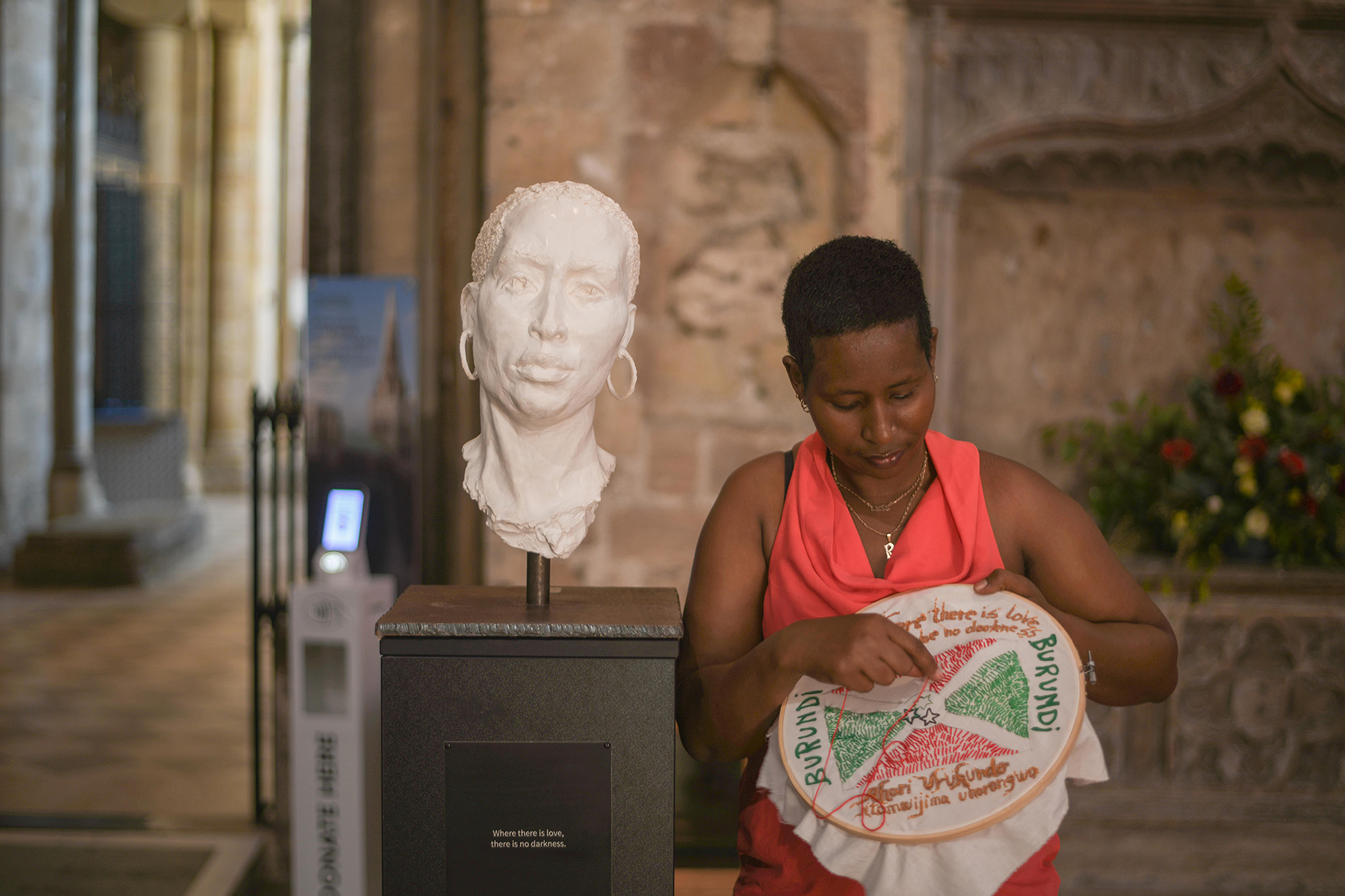 An individual completing their contribution to Common Thread