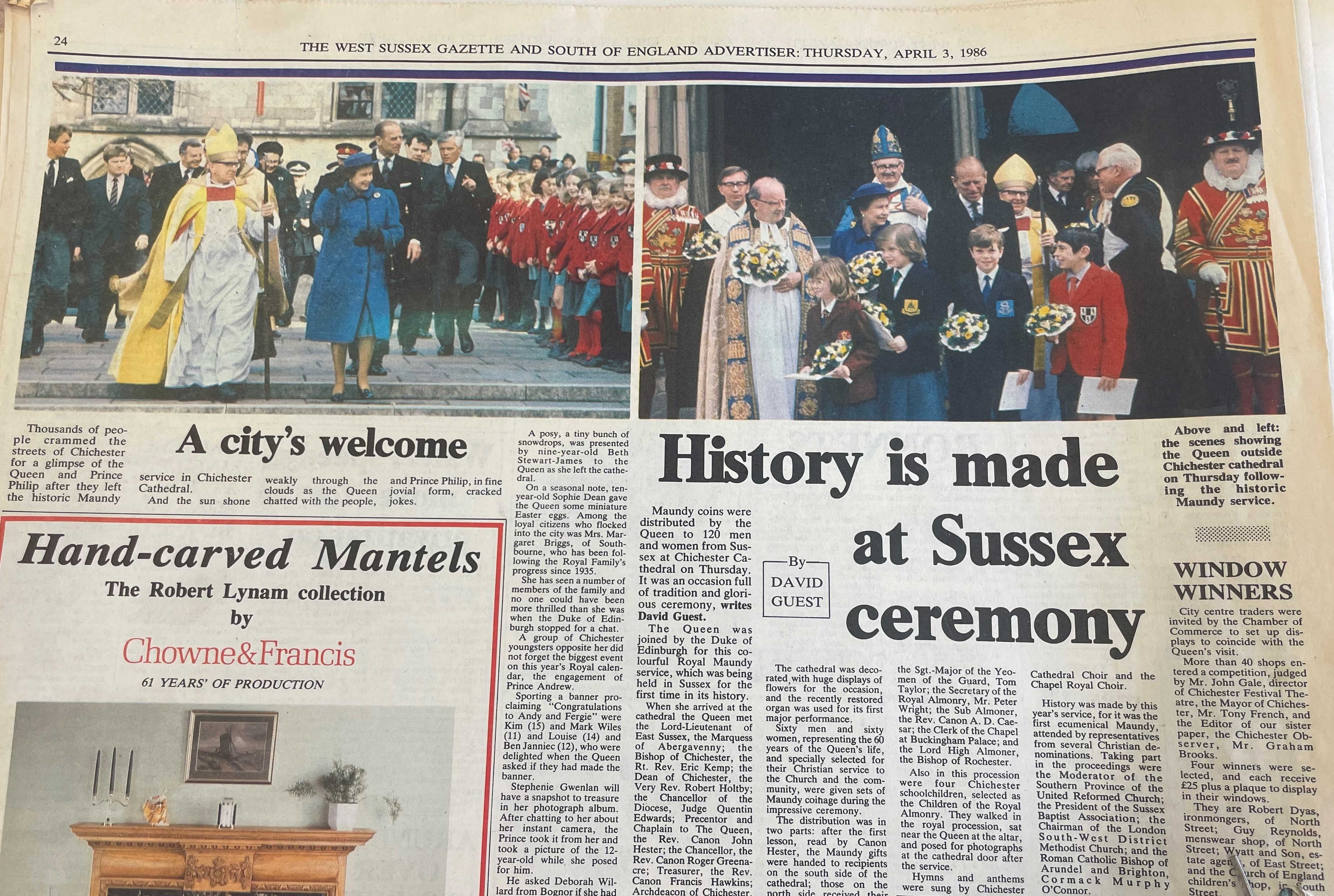 The article clipping of Her Majesty's visit