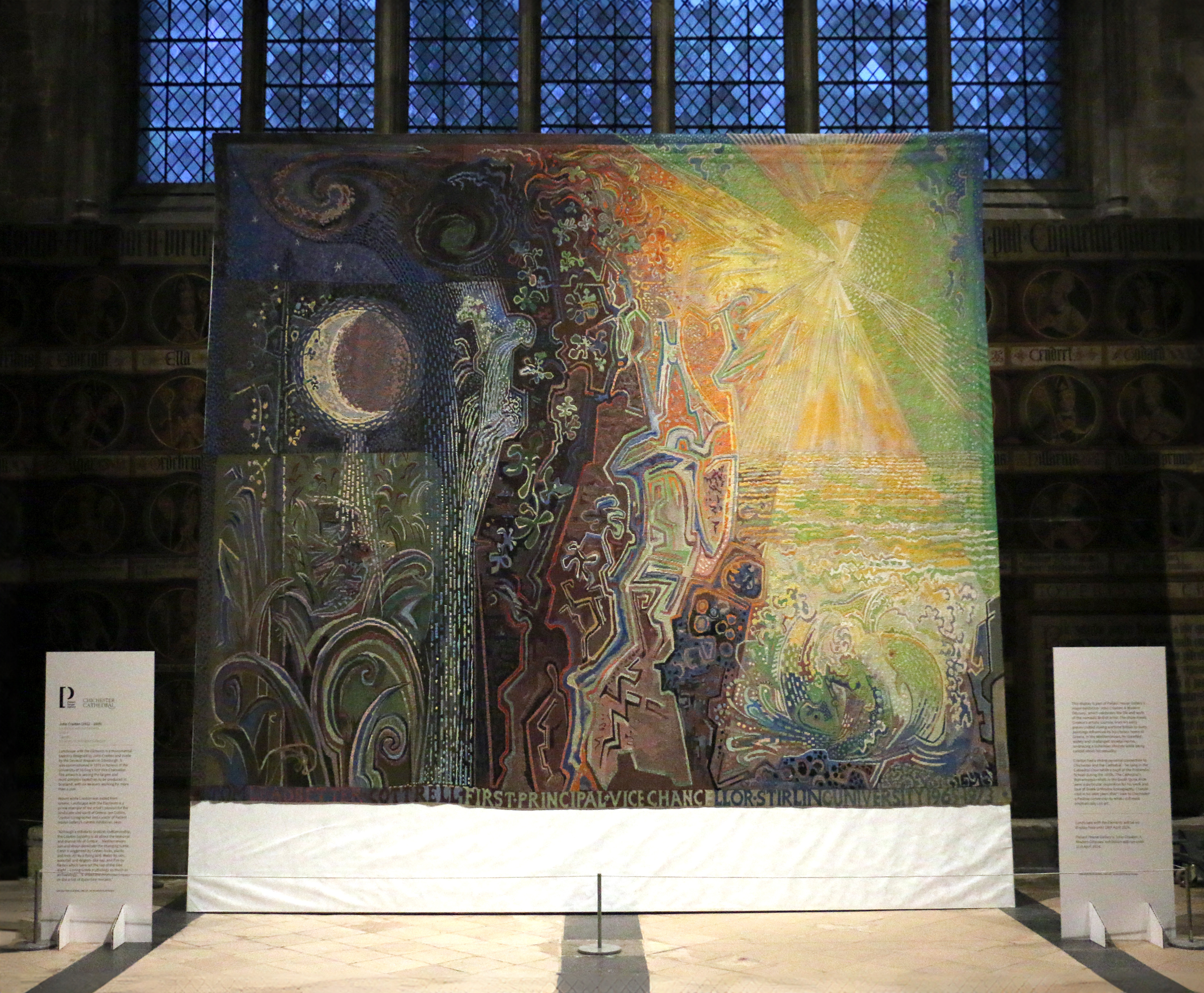 Large tapestry, Landscape with the elements by John Craxton in Cathedral's North Transept
