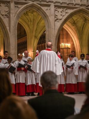 Choir sing at a Christmas service