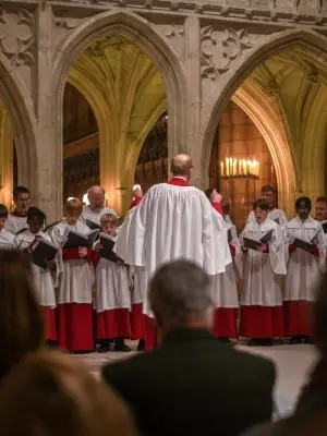 Choir sing at a Christmas service