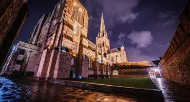 cathedral at night
