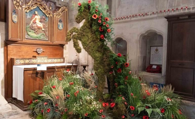 Flower display at Chichester Cathedral Festival of Flowers