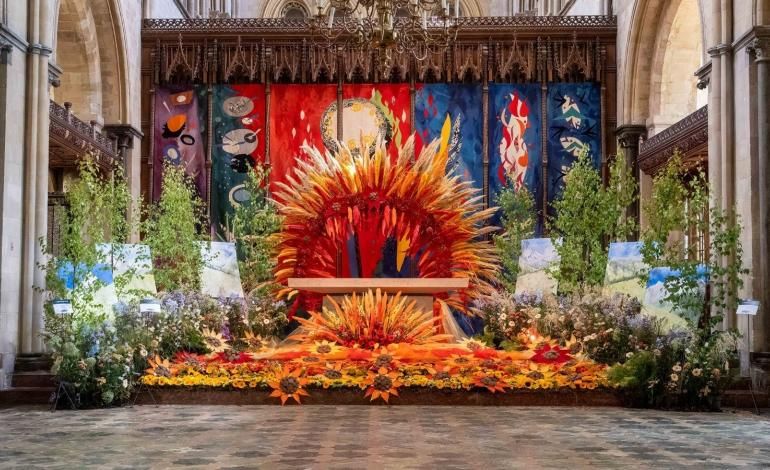 Flower display at Chichester Cathedral Festival of Flowers