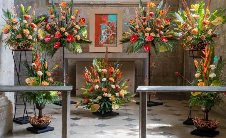 Flower display at Chichester Cathedral Festival of Flowers