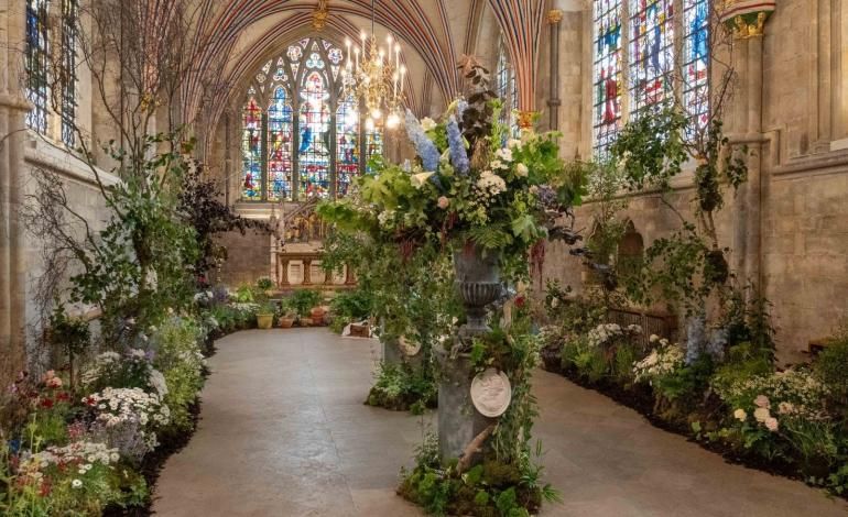 Flower display at Chichester Cathedral Festival of Flowers