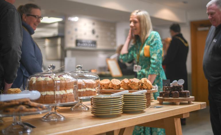 A table of cakes and treats at The Cloisters Kitchen & Garden