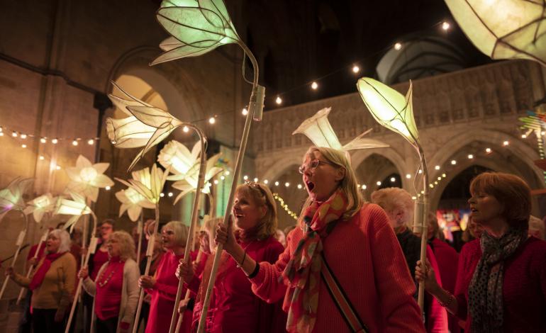 lighting the stage with home-made lanterns