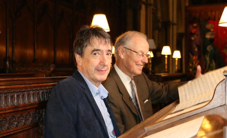 David Gibson and Noel Osborne in the Quire stalls at Chichester Cathedral