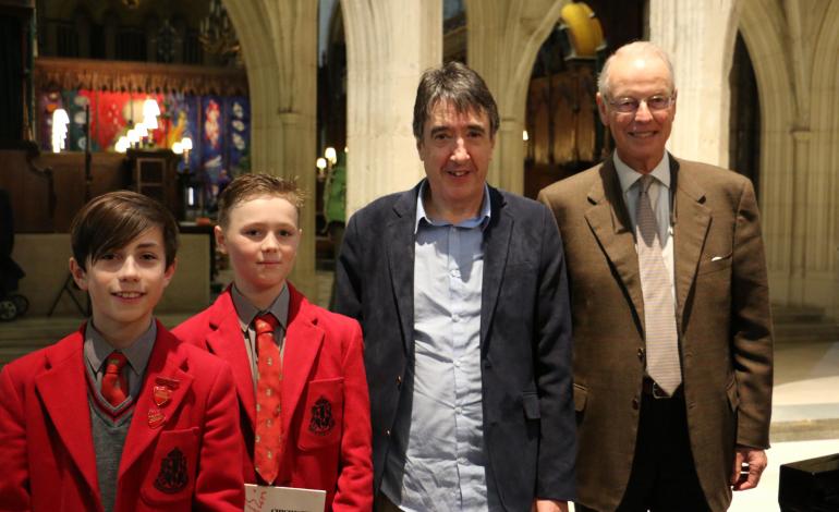 David Gibson and Noel Osborne with current Cathedral Choristers