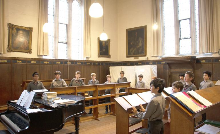 The Choristers of Chichester Cathedral rehearsing 