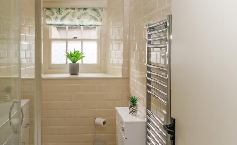 Shower room with toilet and basin