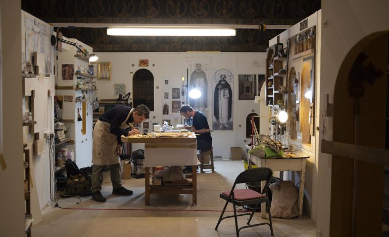 Martin and Jim working in the studio