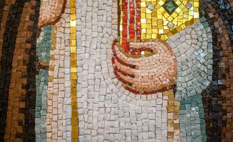 A detailed view of the Mosaic of Saint Dominic