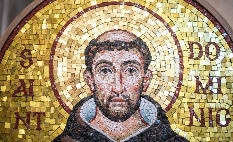 A detailed view of the Mosaic of Saint Dominic