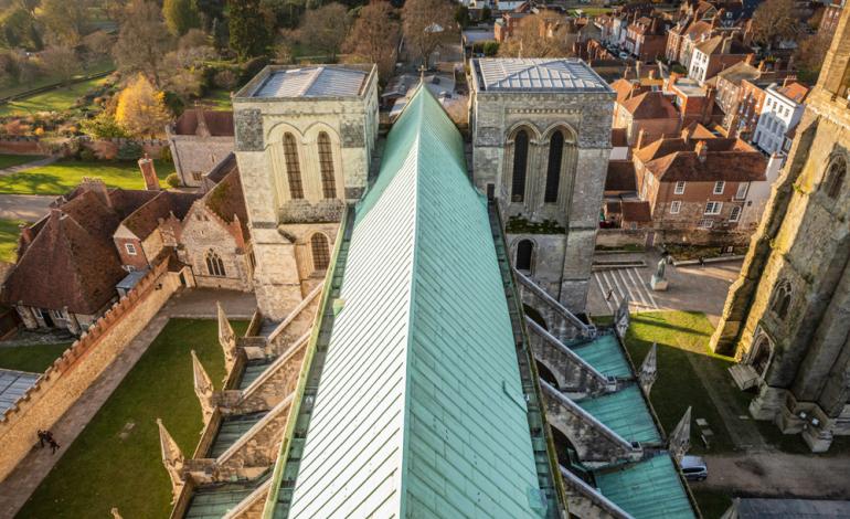 Chichester Cathedral High Roofs Old copper roof over nave