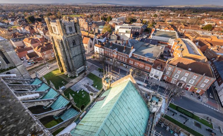 Chichester Cathedral High Roofs old copper roof 