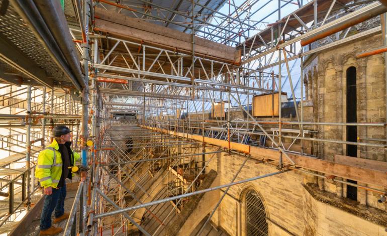 Chichester Cathedral High Roofs Phase One Inside the scaffolding