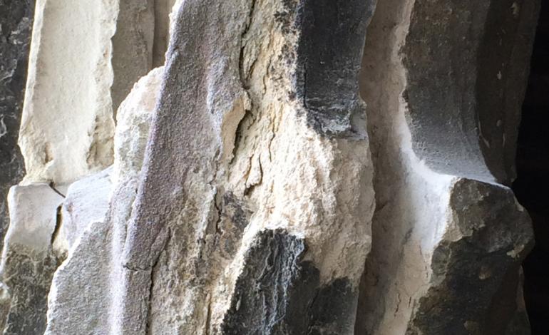 Window tracery in poor condition