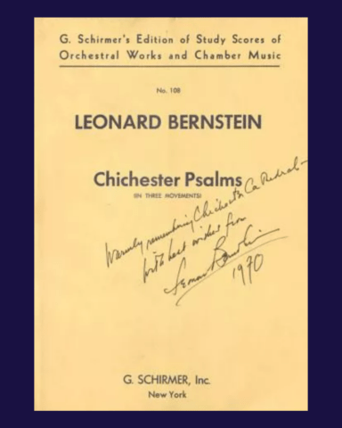 signed copy of the Chichester Psalms