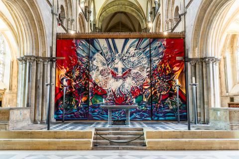 The beautiful Anglo-German tapestry designed by the artist Ursula Benker-Schirmer