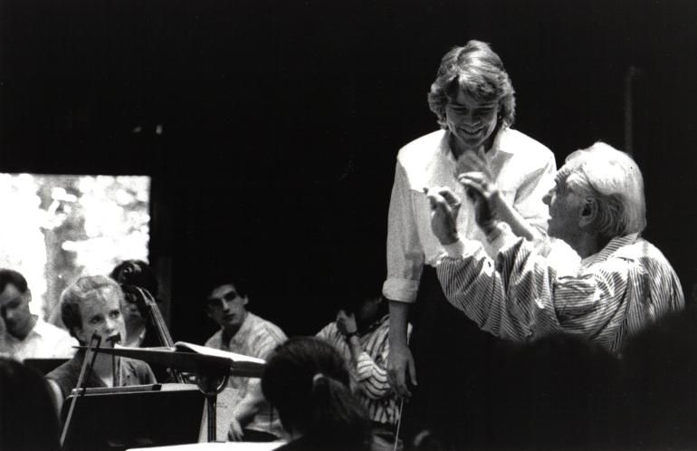 Marin Alsop and Leonard Bernstein (Credit: Walter Scott)