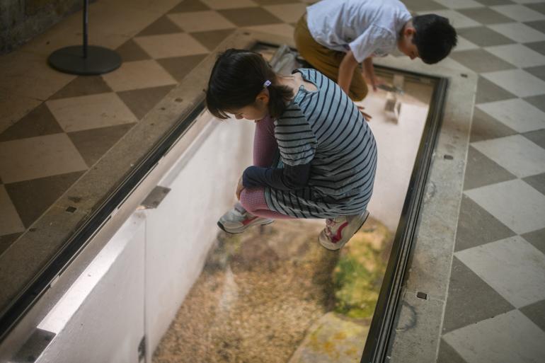 roman mosaic explored by children