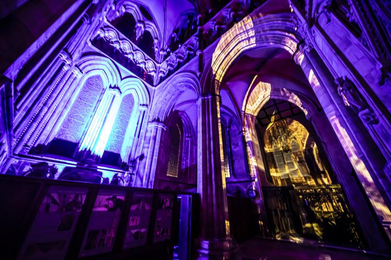 Luxmuralis Illuminating ART 2024 projection in Beverley Minster