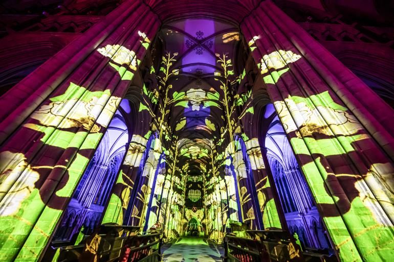 Luxmuralis Illuminating ART 2024 projection onto Beverley Minster Choir