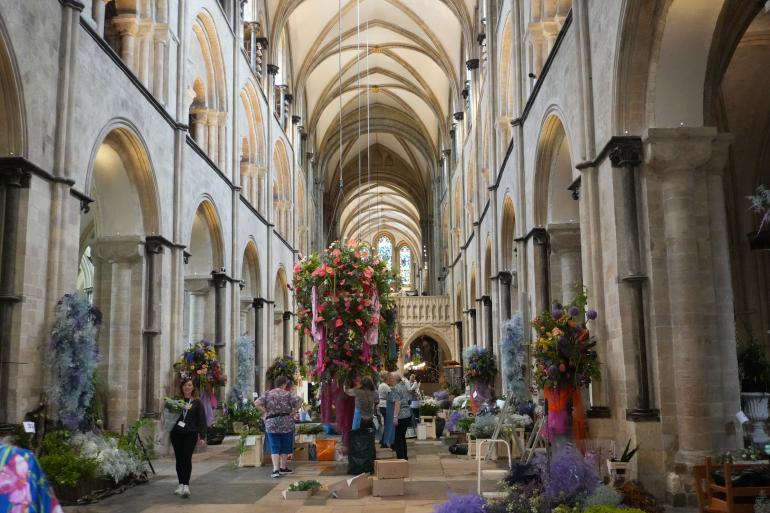 Behind the secnes of seting up the Nave during Festival of Flowers in 2026