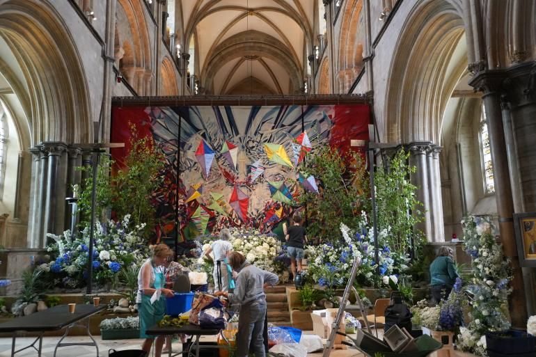 Behind the secnes of seting up shrine of St Richards during Festival of Flowers in 2026