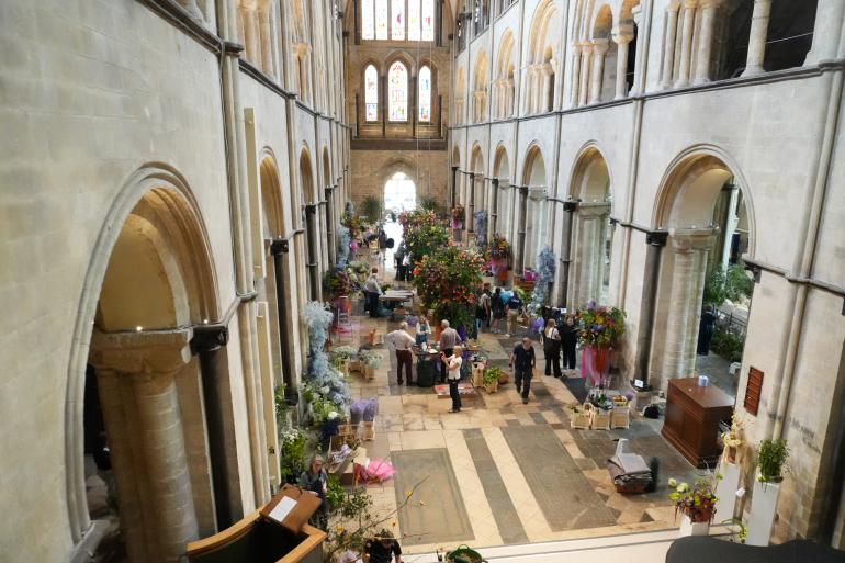 Setting up the Nave during Festival of Flowers 2026